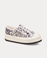 Walk'n'Dior Platform White Embroidered Cotton with Blue Toile de Jouy Motif Low Top Sneakers