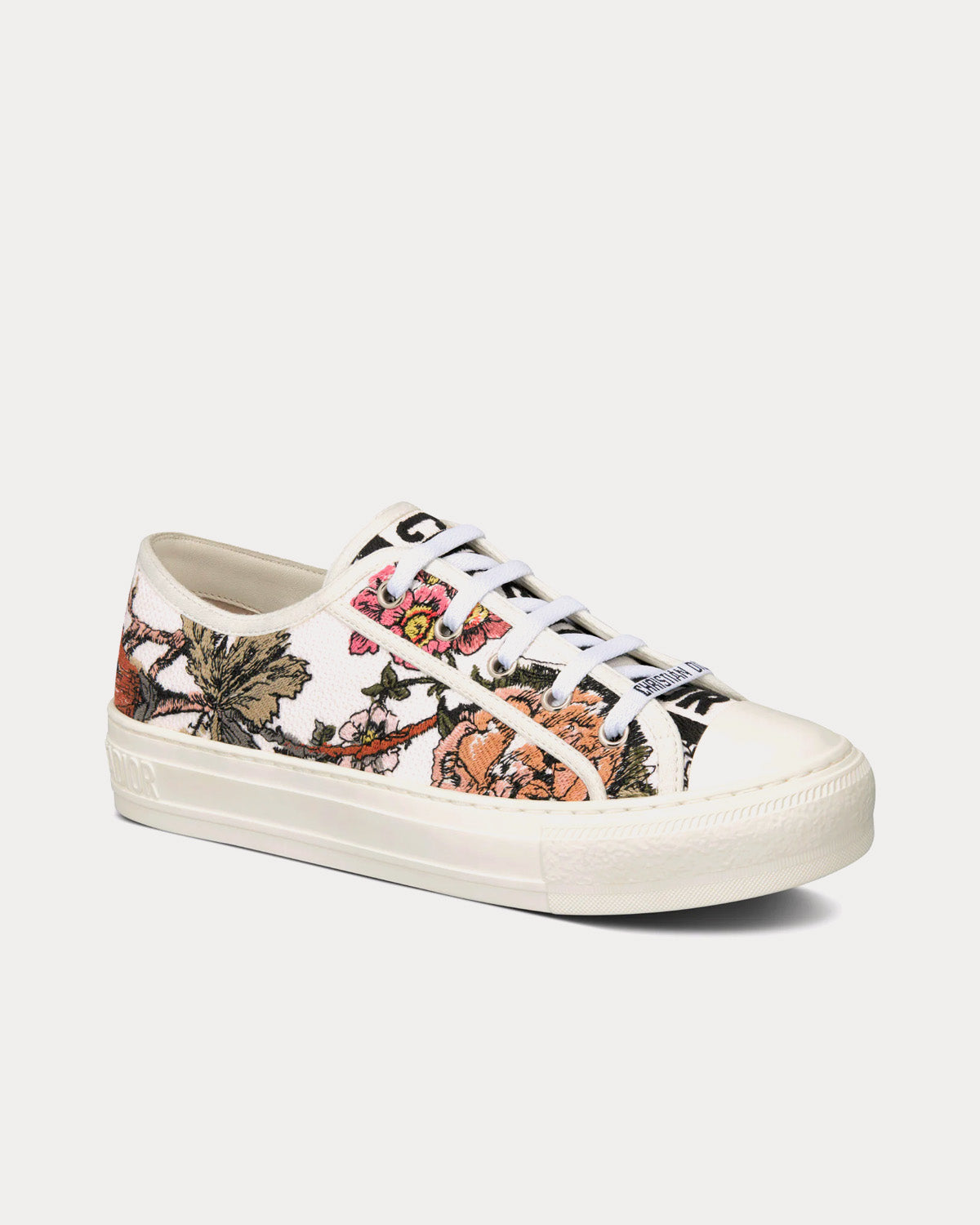 Walk'n'Dior White Multicolor Cotton with Dior Jardin Botanique Embroidery Low Top Sneakers