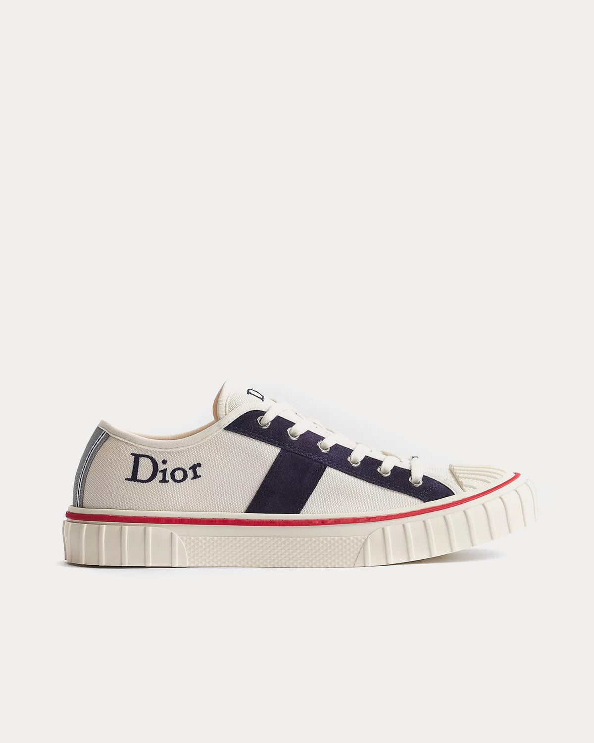 Hooper Canvas White / Navy Blue Low Top Sneakers