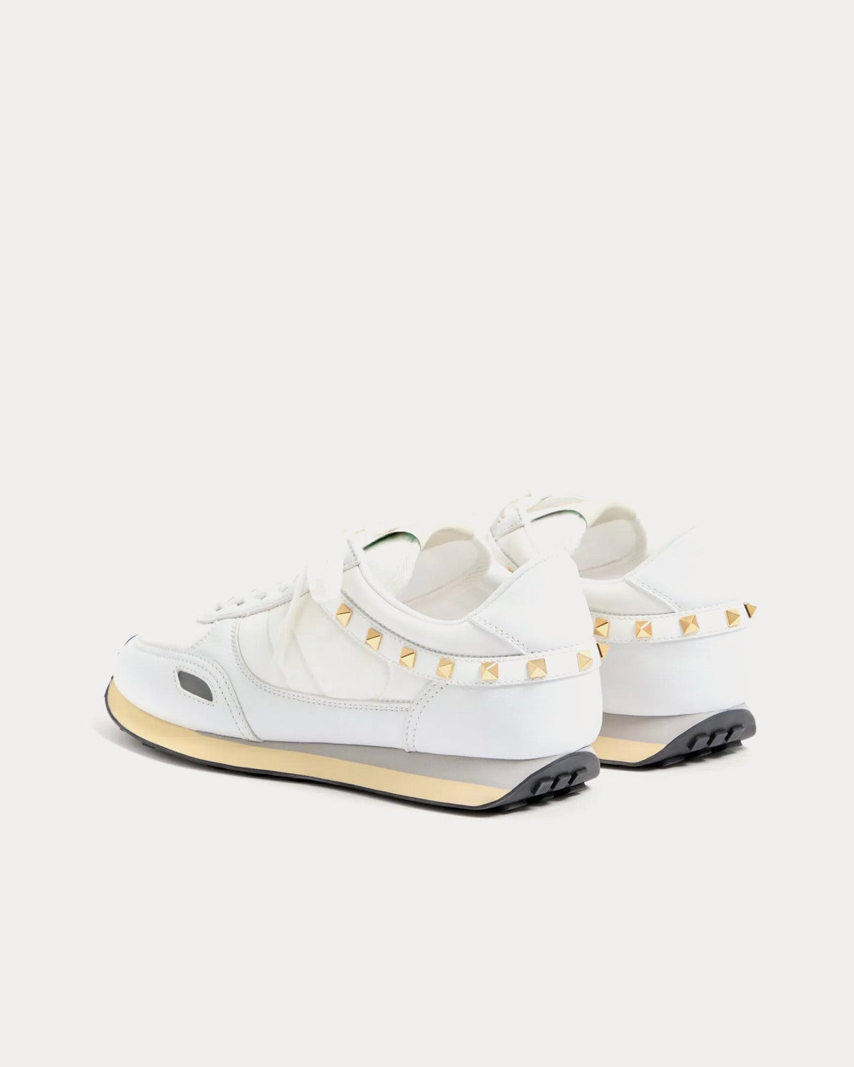 Stud Up Leather & Nylon White Low Top Sneakers