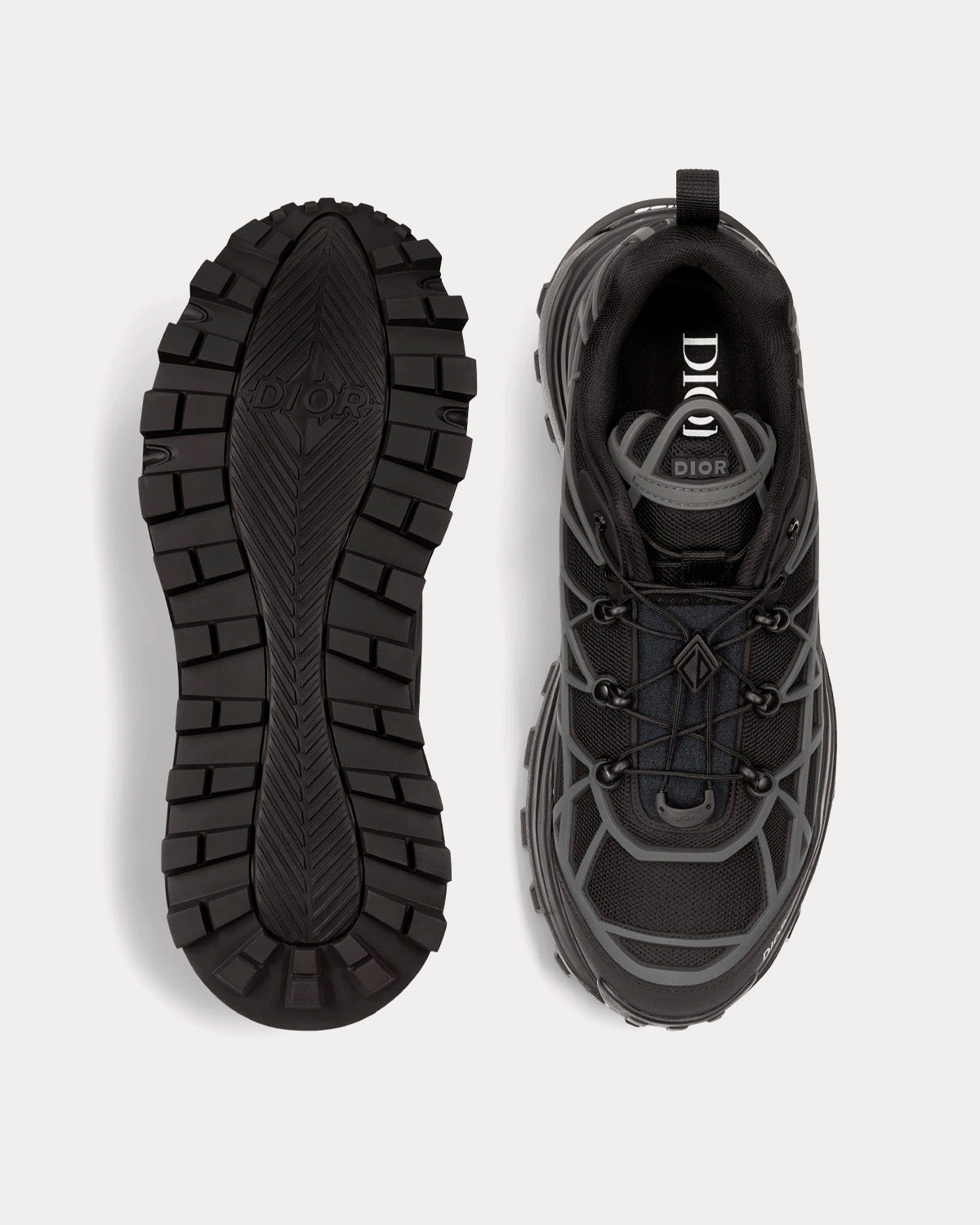B31 Runner Technical Mesh & Rubber with Warped Cannage Motif Black / Anthracite Grey Low Top Sneakers