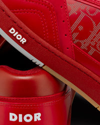 World Tour B27 Red Dior Oblique Galaxy Leather with Smooth Calfskin and Suede Low Top Sneakers