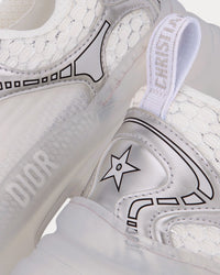 Vibe White Mesh and Silver-Tone Leather Low Top Sneakers