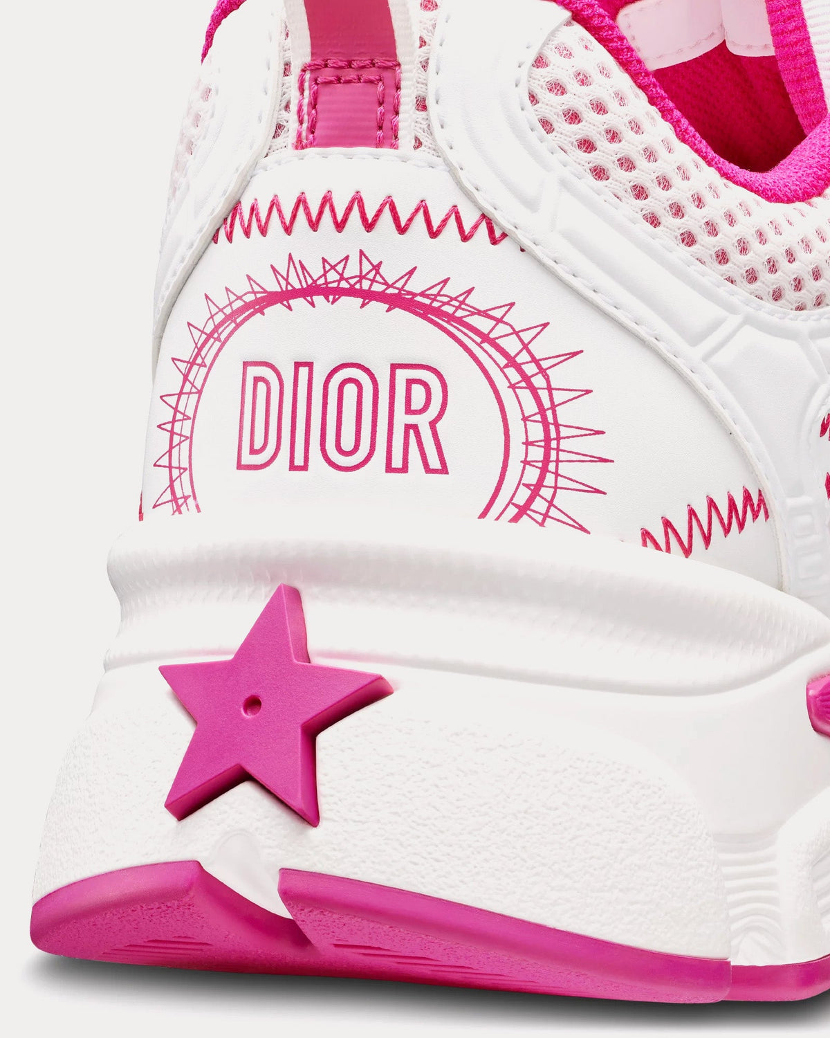 Miss Dior Chrono Mesh & Leather-Effect Panels White / Fuchsia Low Top Sneakers