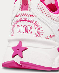 Miss Dior Chrono Mesh & Leather-Effect Panels White / Fuchsia Low Top Sneakers