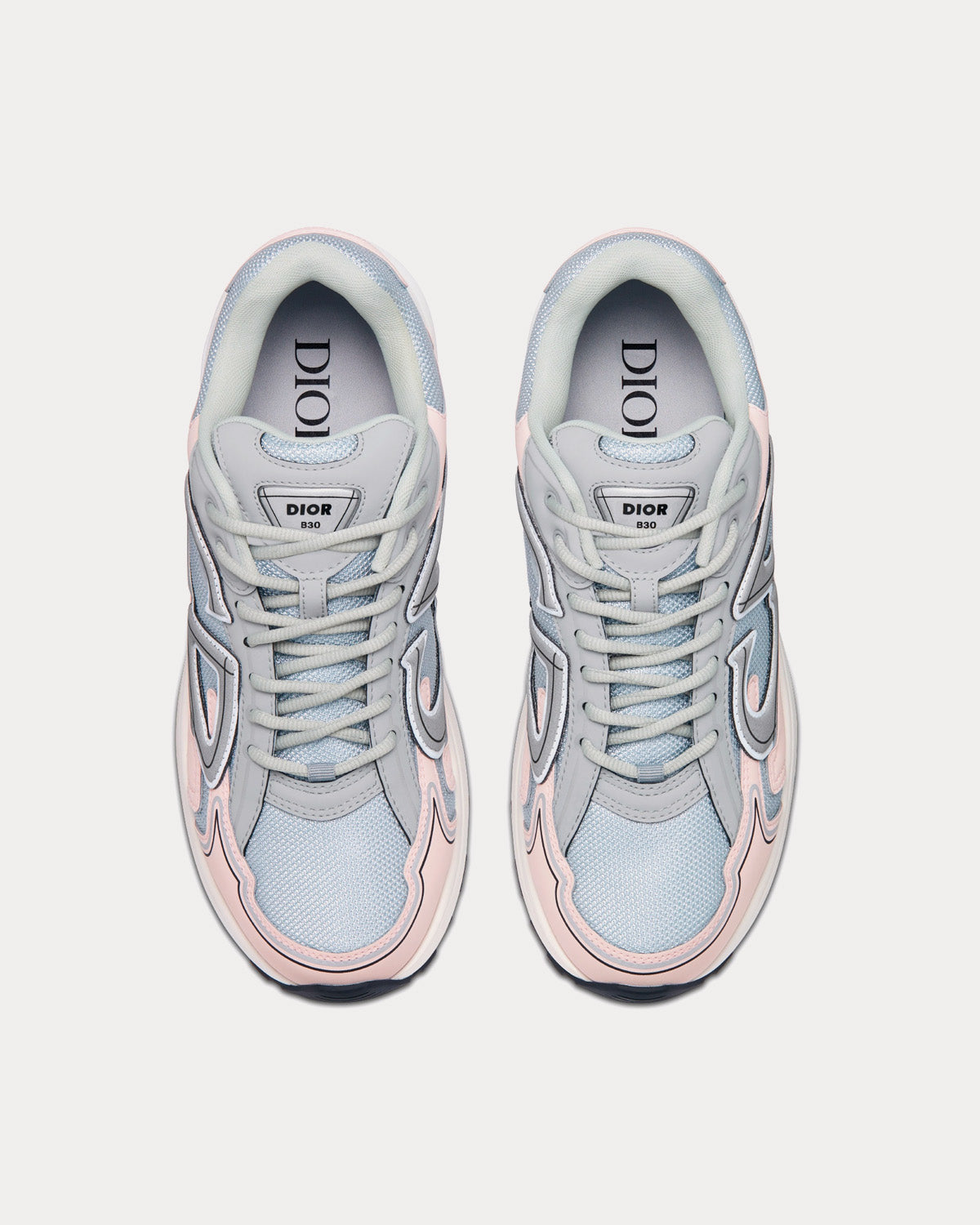 B30 Gray Mesh and Light Pink and Gray Technical Fabric Low Top Sneakers