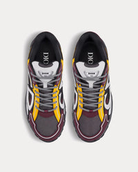 B30 Mesh & Technical Deep Gray Mesh with Burgundy, Yellow and Gray Technical Fabric Low Top Sneakers