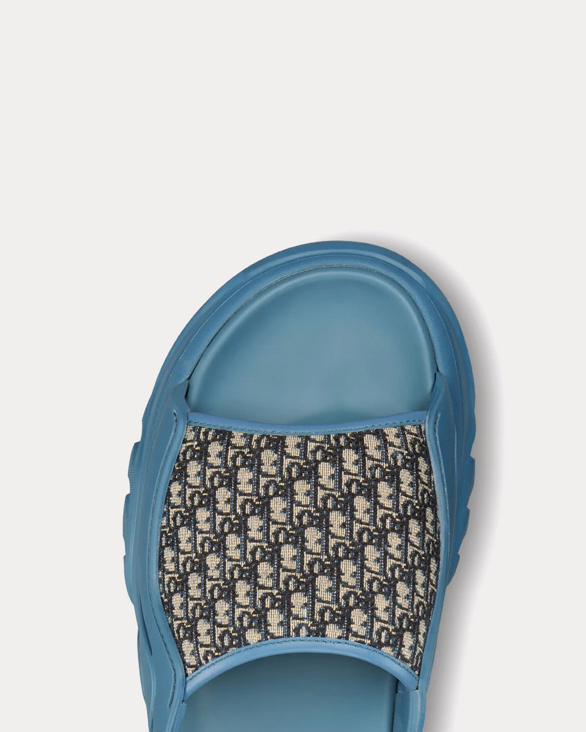 H-Town Blue Rubber with Beige and Black Dior Oblique Jacquard Sandals