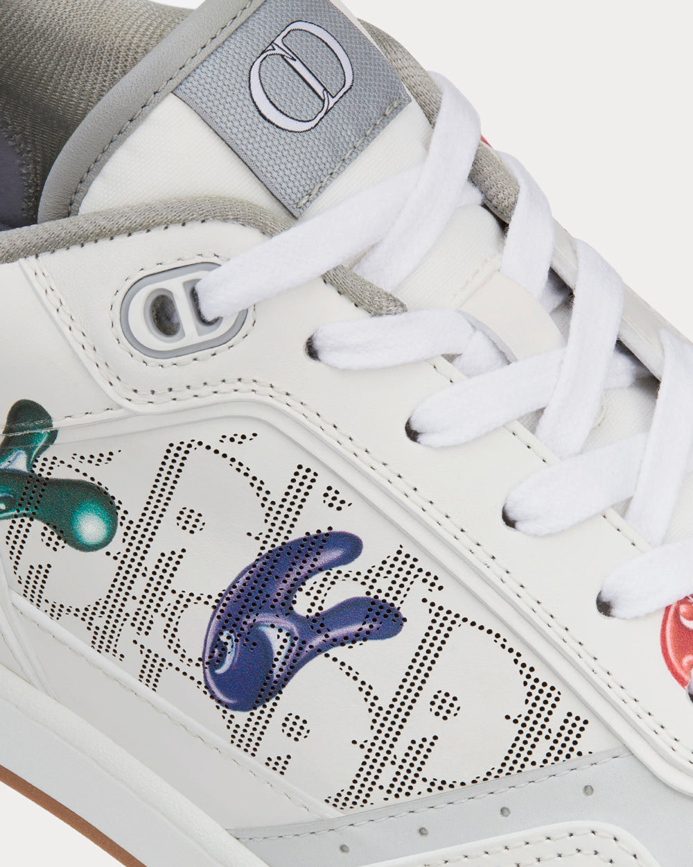 B27 White Smooth Calfskin with Printed Motif Low Top Sneakers