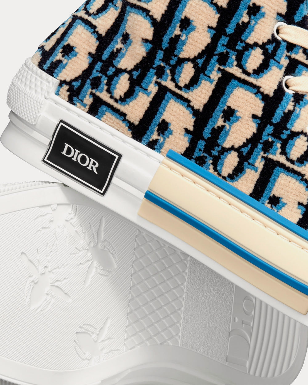 B23 Beige, Black and Navy Blue Dior Oblique Tapestry High Top Sneakers