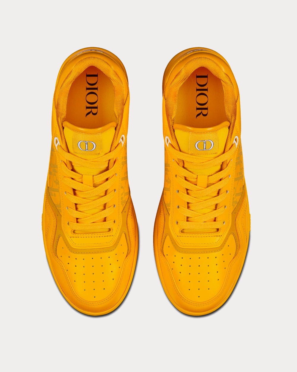 World Tour B27 Yellow Dior Oblique Galaxy Leather with Smooth Calfskin and Suede Low Top Sneakers