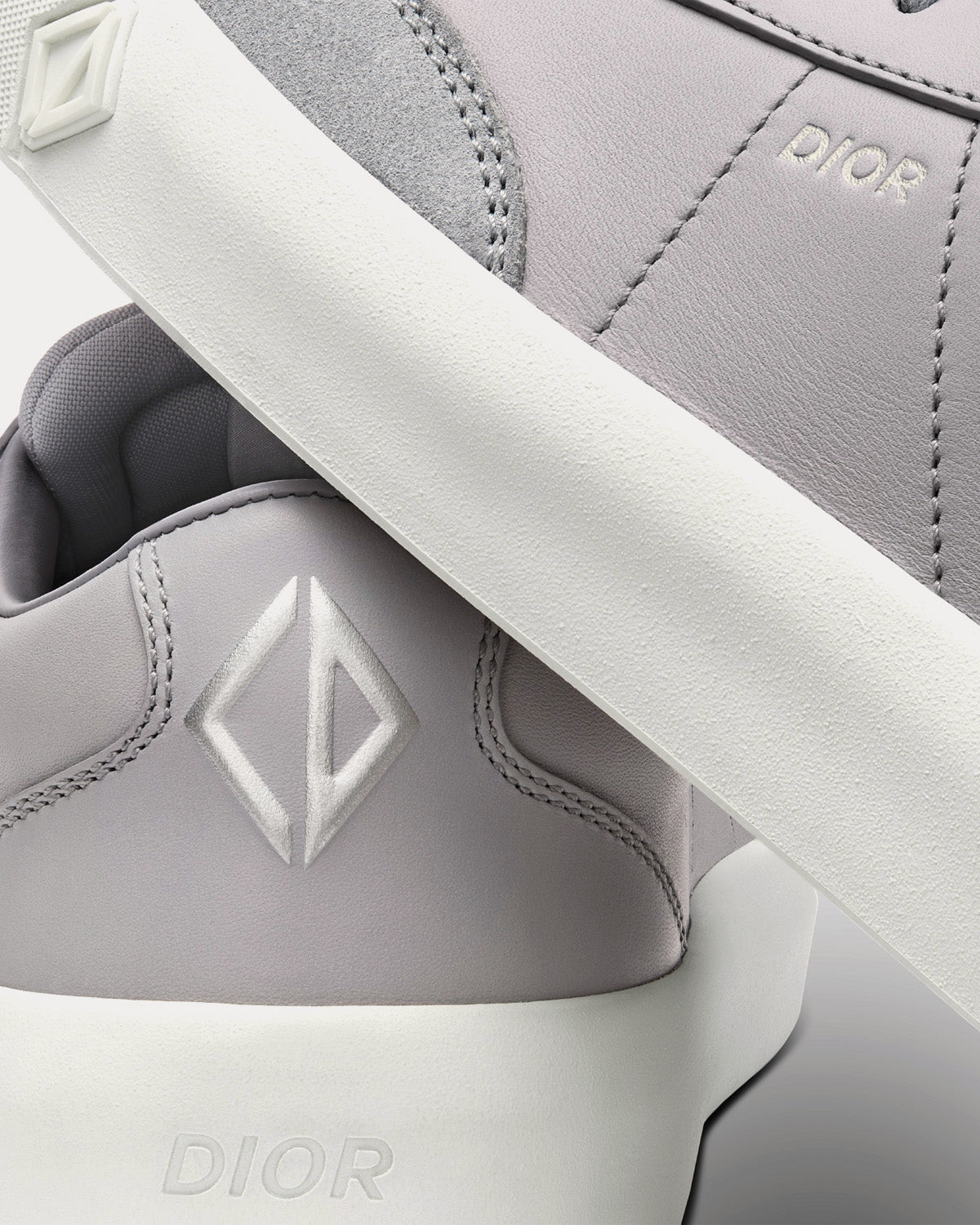 B101 Dior Gray Smooth Calfskin and Nubuck Low Top Sneakers