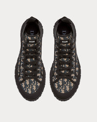 B28 Beige and Black Dior Oblique Jacquard and Black Rubber High Top Sneakers