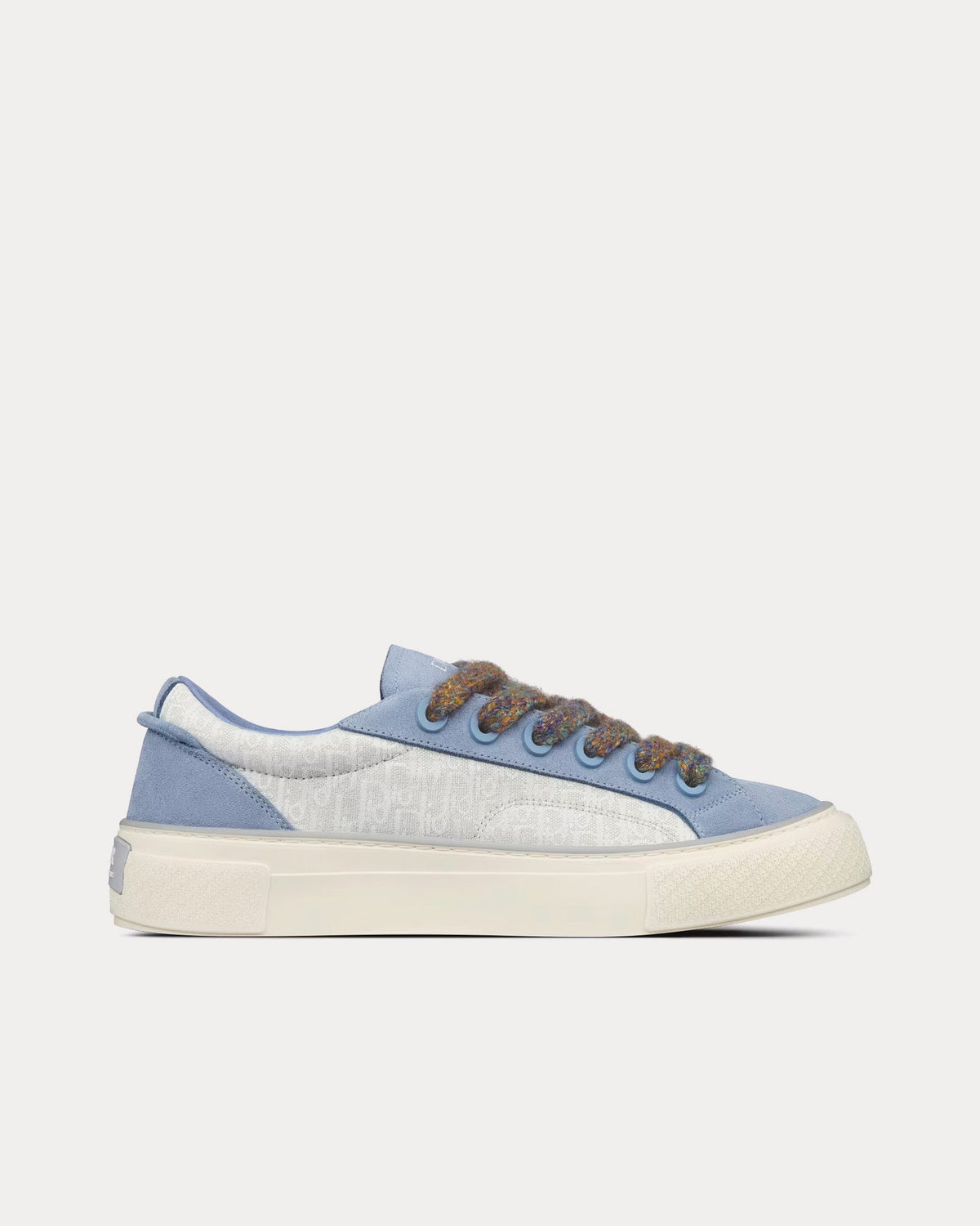 B33 Gray and White Dior Oblique Jacquard and Blue Suede Low Top Sneakers