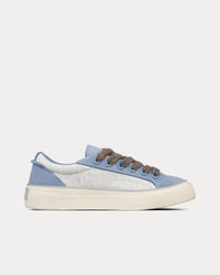 B33 Gray and White Dior Oblique Jacquard and Blue Suede Low Top Sneakers