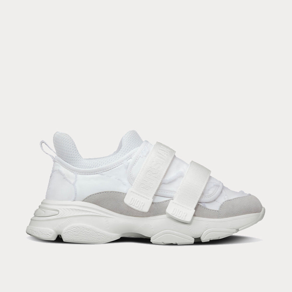 D-Wander White Camouflage Technical Fabric Low Top Sneakers