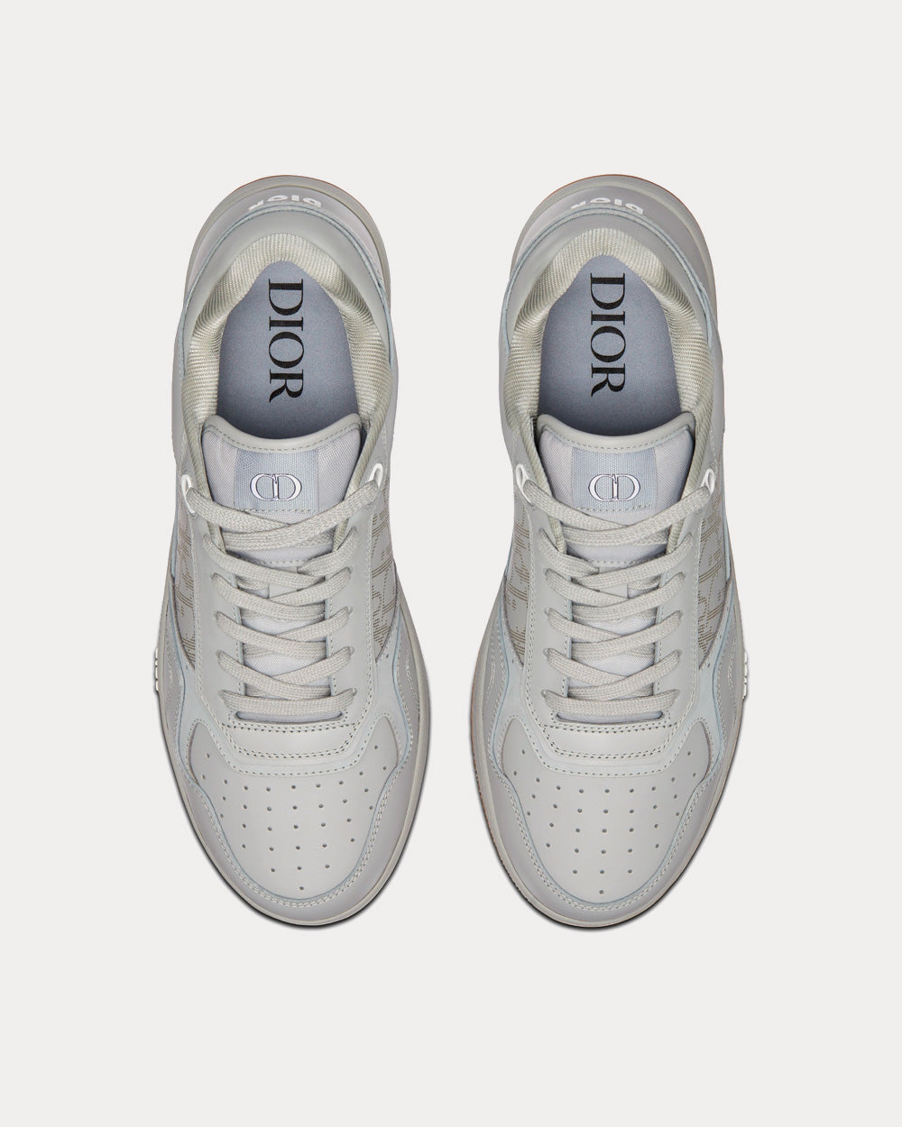 B27 Gray Smooth Calfskin and Dior Oblique Galaxy Leather Low Top Sneakers