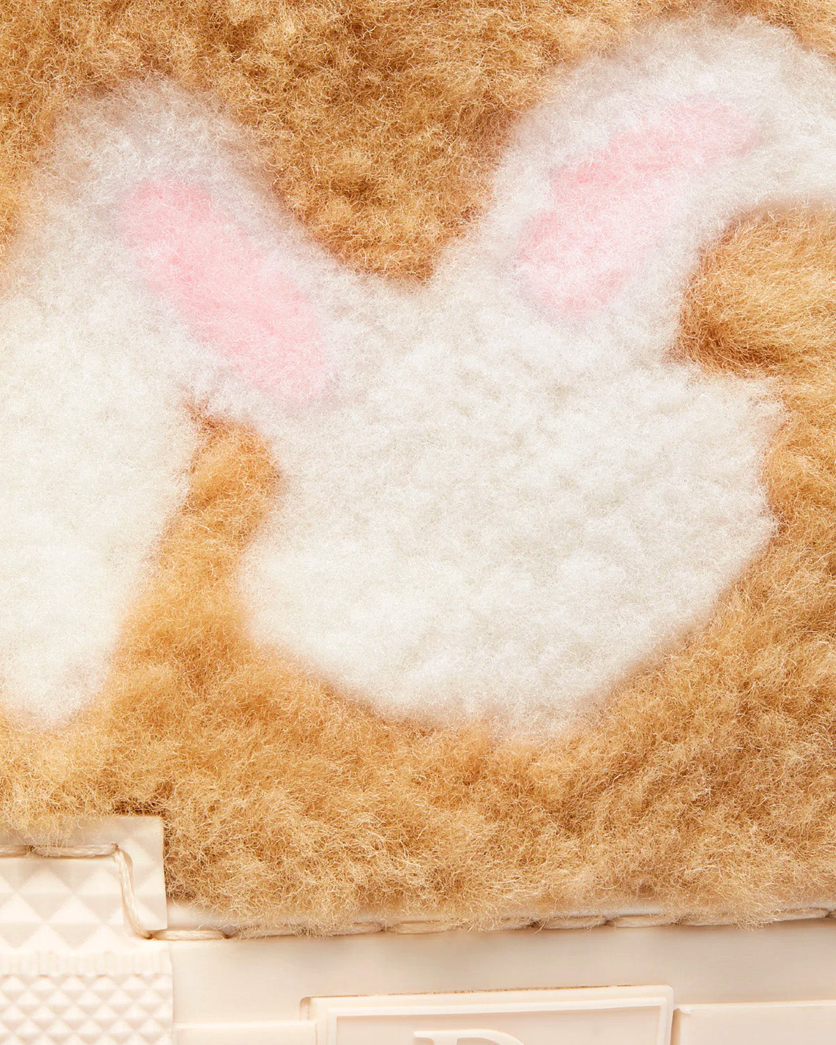 B23 Beige Shearling with Rabbit Motif High Top Sneakers