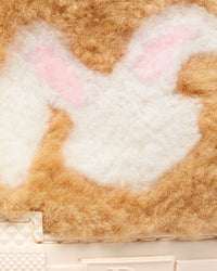 B23 Beige Shearling with Rabbit Motif High Top Sneakers