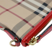BURBERRY Peyton Small Haymarket Check Canvas Crossbody Clutch Military Red