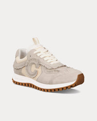C'est Dior Suede Calfskin & Mesh Ecru Low Top Sneakers