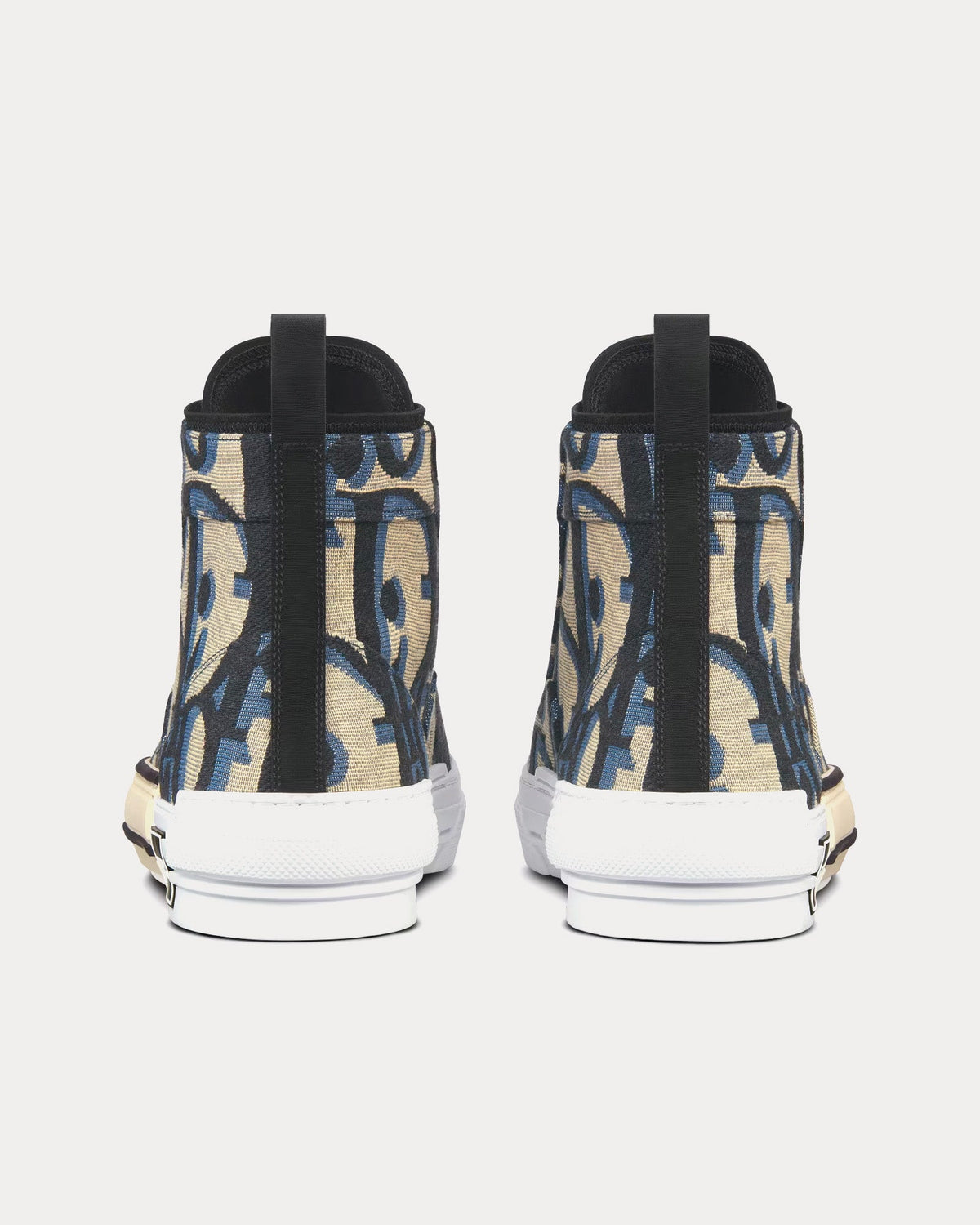 B23 Beige and Black Maxi Dior Oblique Jacquard High Top Sneakers
