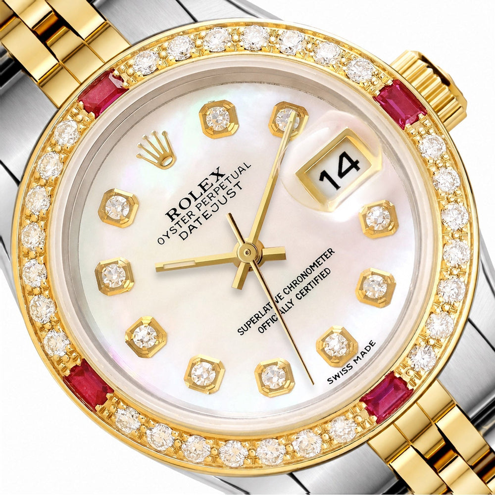 Datejust 69173 26mm Ruby Diamond Gold Steel Women's Watch