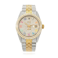 Datejust Custom Iced Rainbow Roman Diamond Dial Jubilee Band 36mm Watch View 4