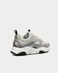B22 Gray Technical Mesh and Smooth Calfskinn Low Top Sneakers
