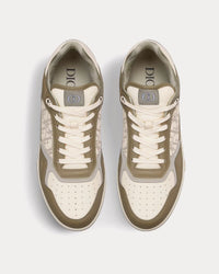 B27 Khaki and Cream Smooth Calfskin with Cream Dior Oblique Galaxy Leather Low Top Sneakers