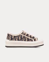 Walk'n'Dior Platform Embroidered Cotton Deep Blue Dior Oblique Low Top Sneakers