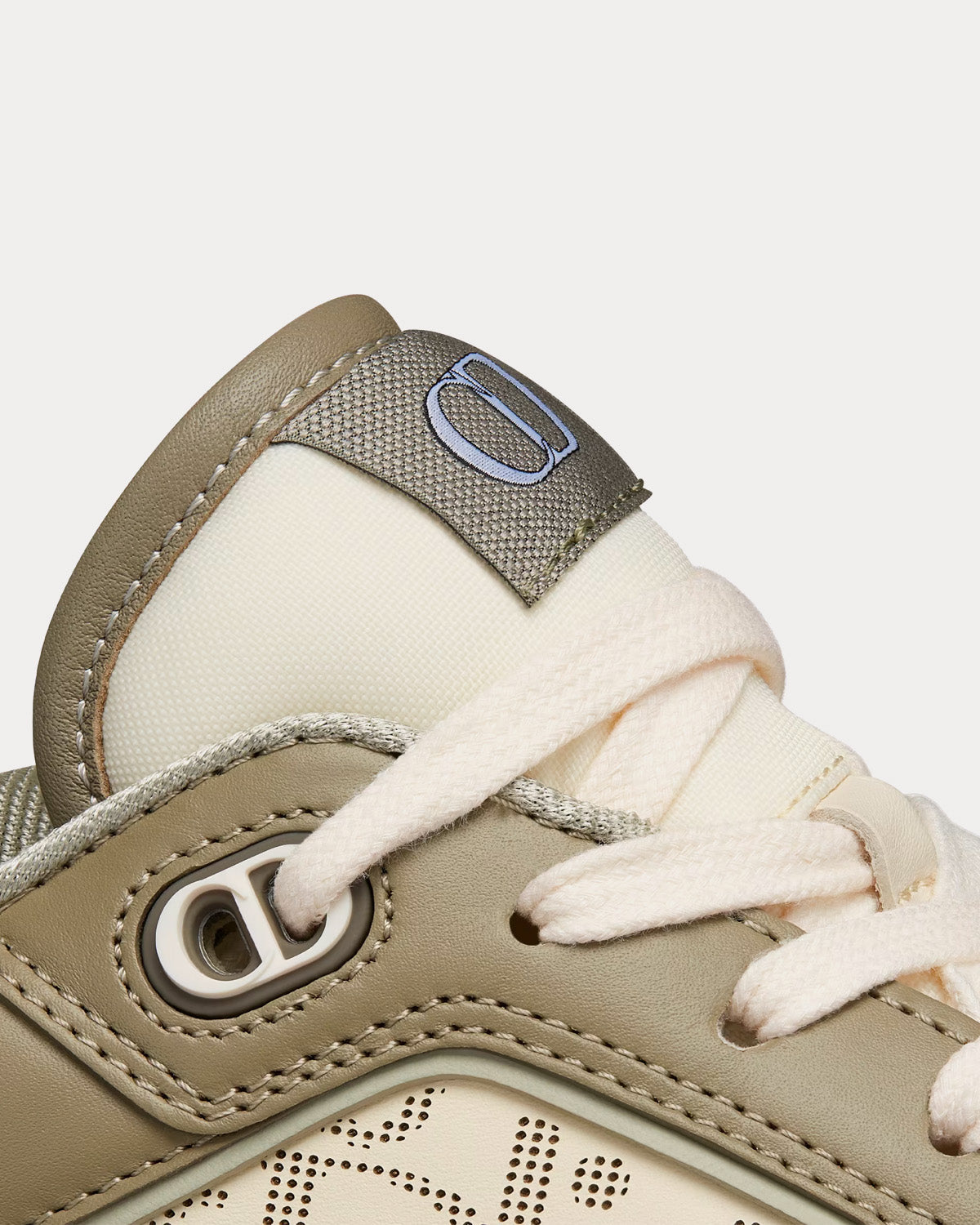 B27 Khaki and Cream Smooth Calfskin with Cream Dior Oblique Galaxy Leather Low Top Sneakers
