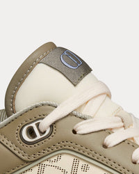 B27 Khaki and Cream Smooth Calfskin with Cream Dior Oblique Galaxy Leather Low Top Sneakers