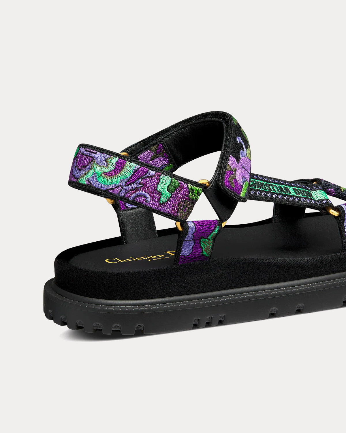 D-Wave Multicolor Dior Indian Purple Embroidered Cotton Sandals