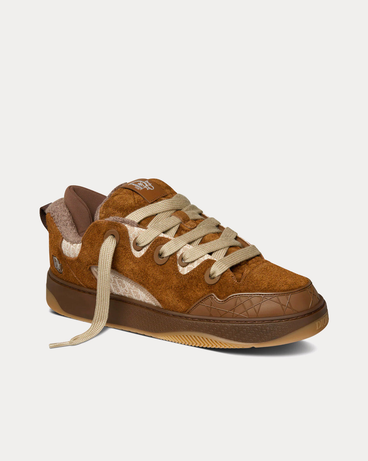 B9S Skater Limited And Numbered Edition Brown Suede with Brown and Beige Dior Oblique Jacquard Low Top Sneakers