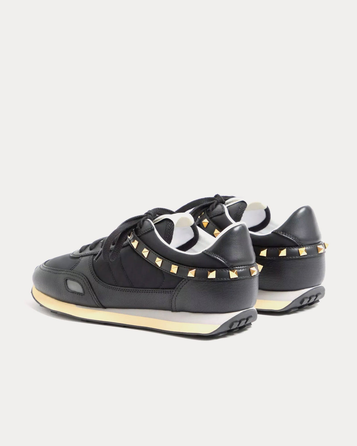Stud Up Leather & Nylon Black Low Top Sneakers