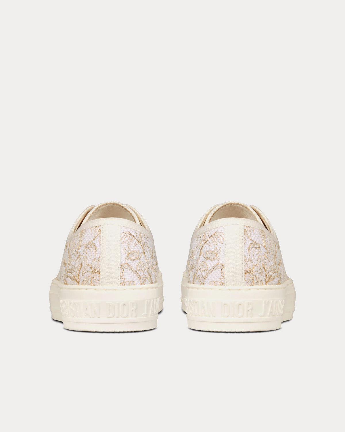 Walk'n'Dior White and Gold-Tone Cotton Embroidered with Dior Jardin d'Hiver Motif in Metallic Thread Low Top Sneakers
