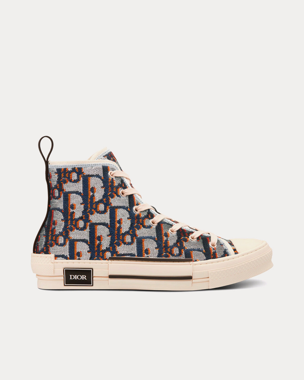 B23 Silver-Tone, Blue and Orange Dior Oblique Sequined Embroidered Canvas High Top Sneakers