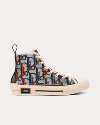 B23 Silver-Tone, Blue and Orange Dior Oblique Sequined Embroidered Canvas High Top Sneakers