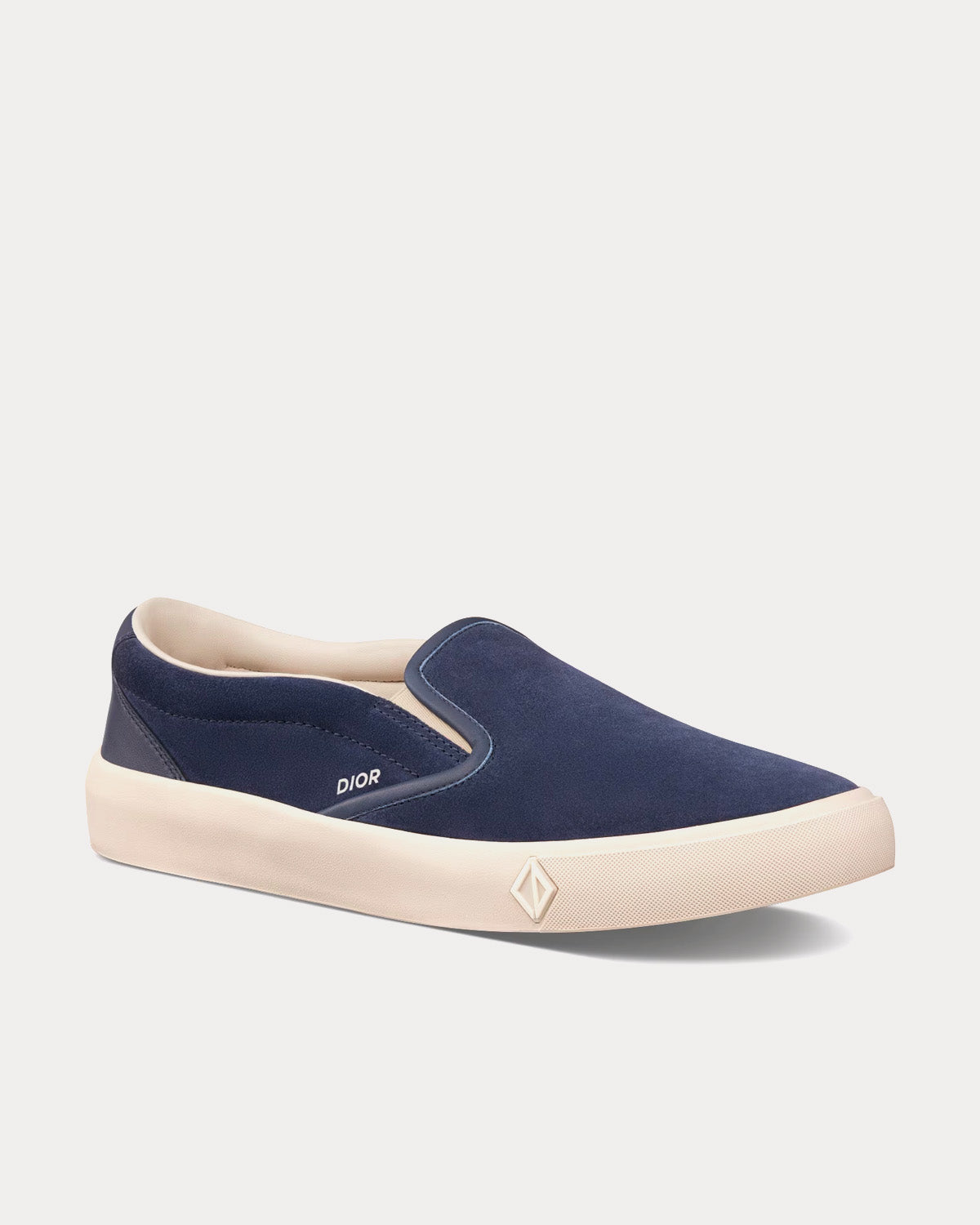 B101 Navy Blue Suede and Smooth Calfskin Slip On Sneakers
