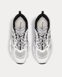 Chrono White and Black Mesh with Leather-Effect Panels Low Top Sneakers