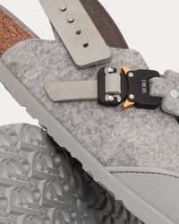 Tokio Dior Gray Felted Wool and Nubuck Calfskin Mules