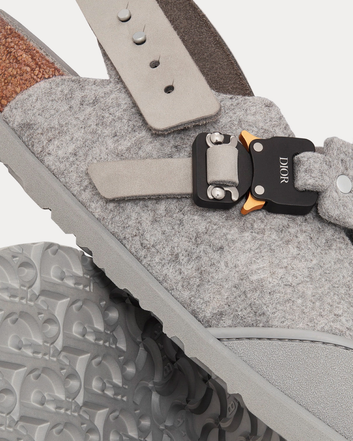 Tokio Dior Gray Felted Wool and Nubuck Calfskin Mules
