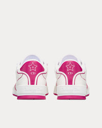 Dior One White and Fuchsia Dior Oblique Perforated Calfskin Low Top Sneakers View 4