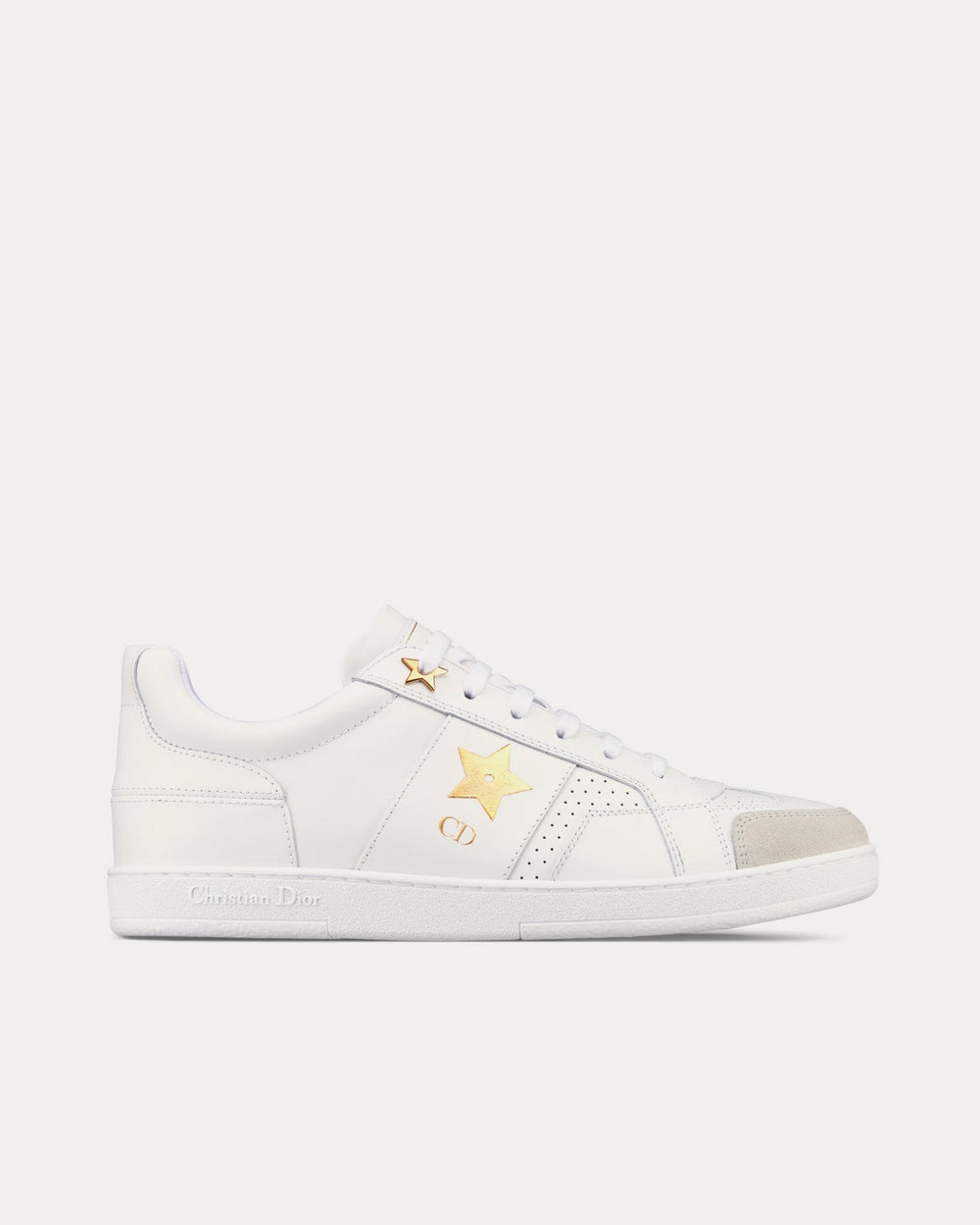 Dior Star Calfskin & Suede White / Gold Low Top Sneakers