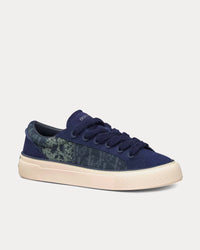 Dior Tears B33 Blue Dior Oblique Denim and Peace Sign Dior Tears and Navy Blue Suede Low Top Sneakers View 3