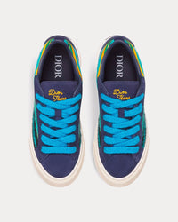 Dior Tears B33 Limited Edition Blue Multicolor Mohair and Navy Blue Suede Low Top Sneakers View 2