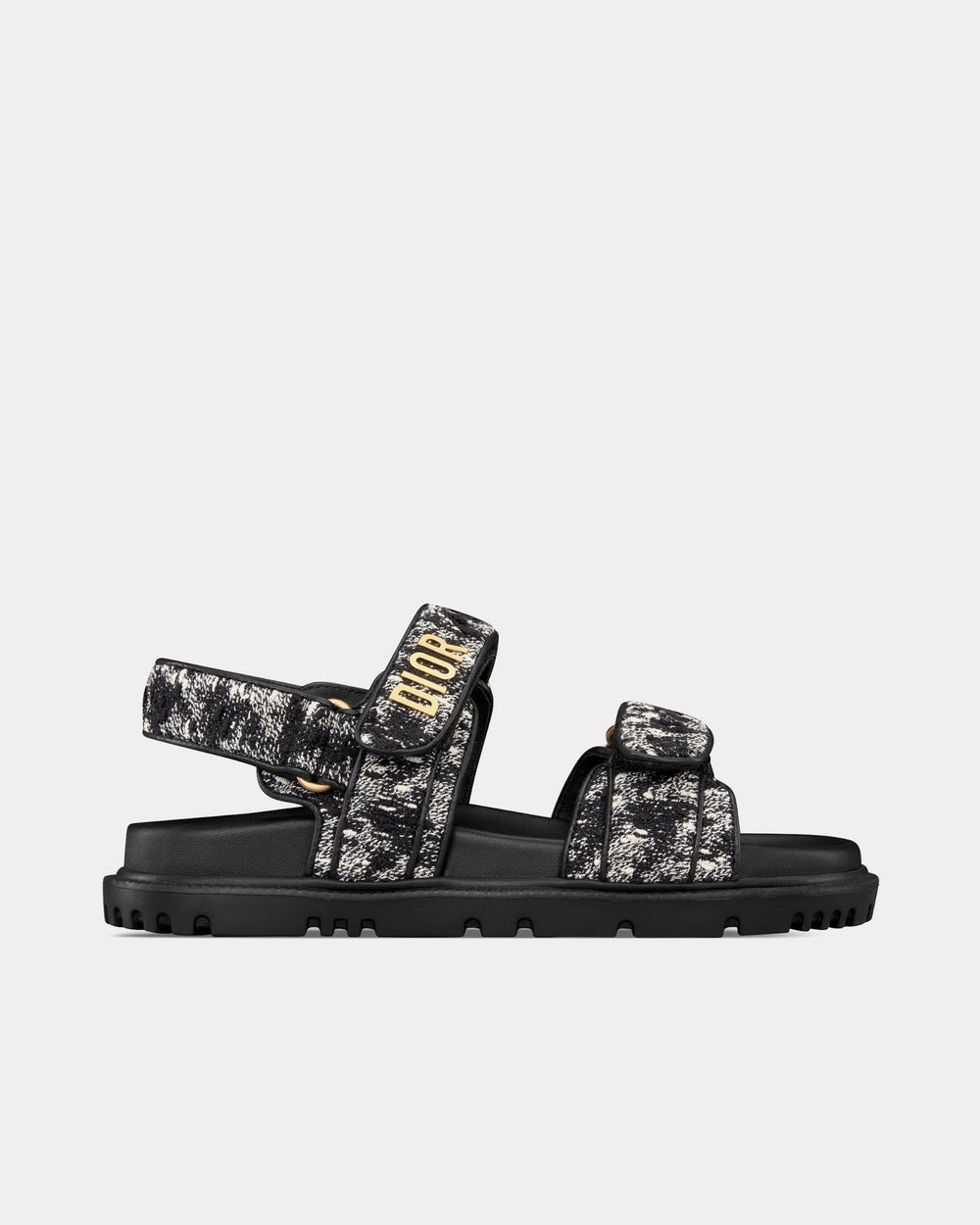 Dioract Black and White Houndstooth Tweed Sandals