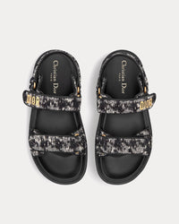 Dioract Black and White Houndstooth Tweed Sandals View 2