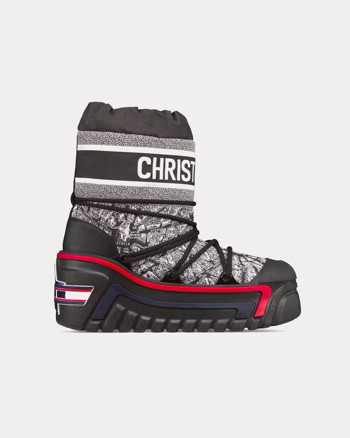 DiorAlps Plan de Paris Shiny Nylon Black / White Après-Ski Boots - Crown & Consign